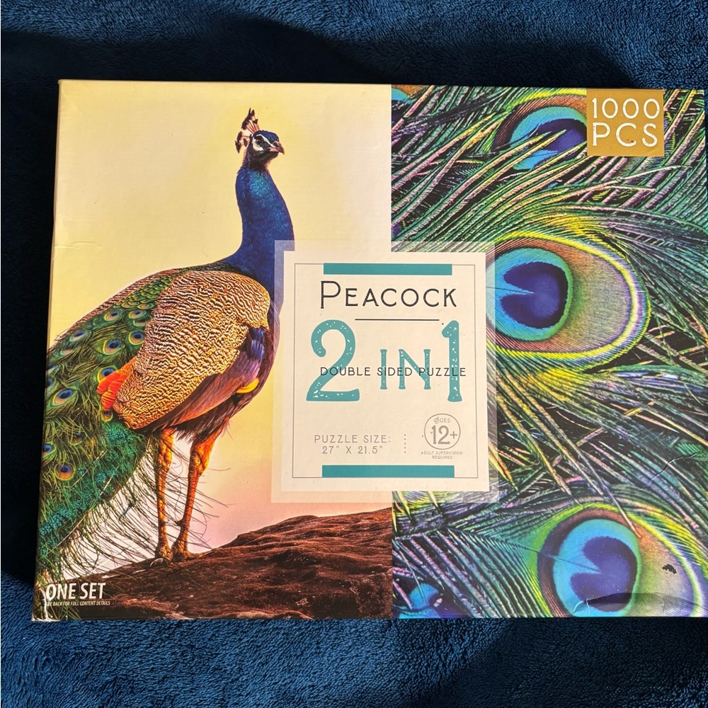 Peacock 2-in-1 Double Sided Puzzle - Vibrant Blue & Green
